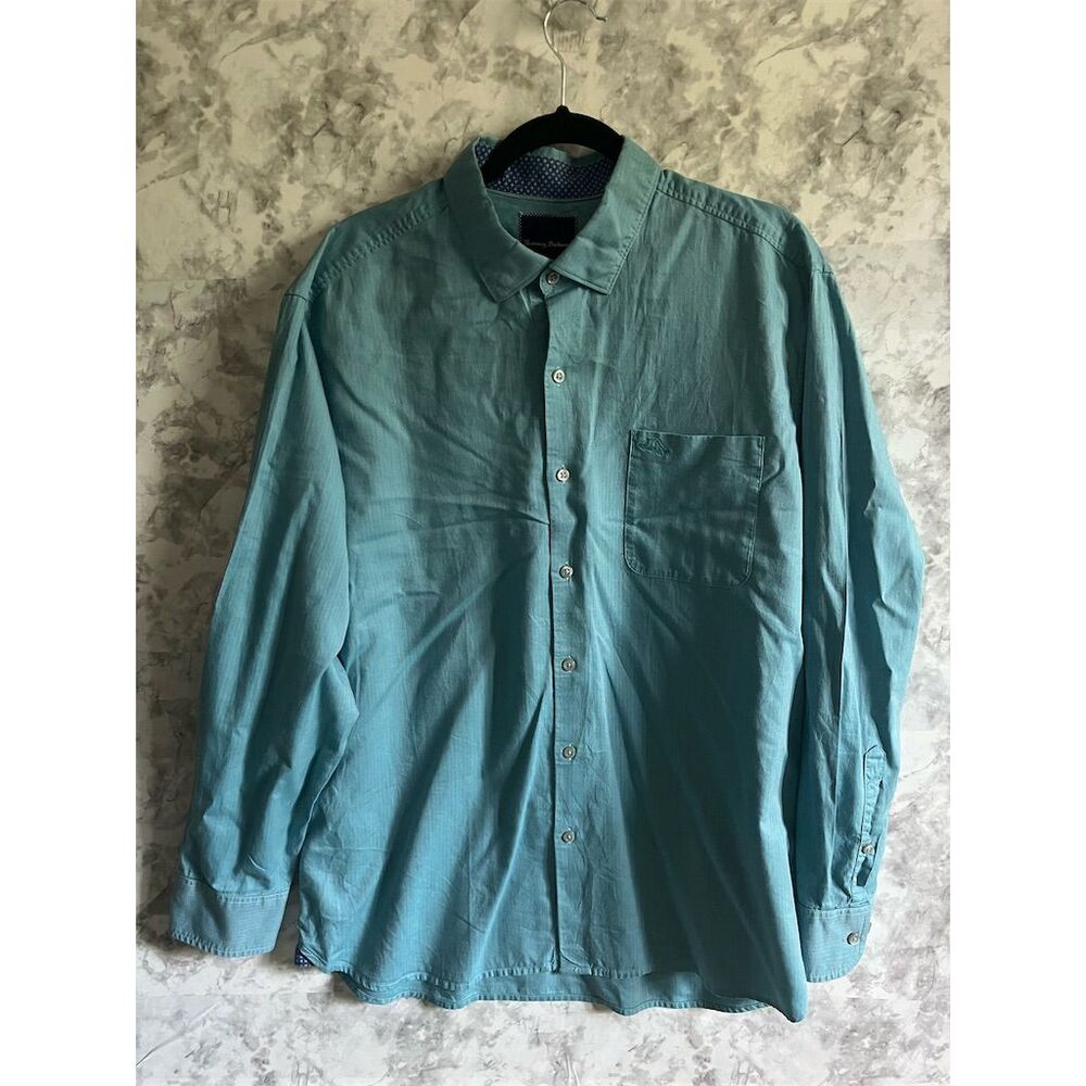Tommy Bahama Men's Long Sleeve Pima Cotton Blue Button-Up Shirt Size L